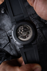 D1 MILANO SKRJ17 Jet Black Skeleton Rubber 41.5 mm