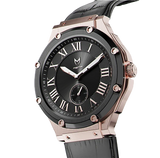 MSTR AU116CB Ultra Slim Rose Gold Black Leather Band