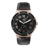 MSTR AU116CB Ultra Slim Rose Gold Black Leather Band