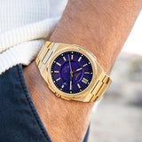 Zinvo Rival Volt , Gold watch for men, watch for men, Gold Watch, men watch, Grow in The Dark Index and Hands Dial watch, Grow in The Dark Index and Hands Dial watch for men, Bracelet watch, Rubber Watch, Stainless Steel Strap, Premium silicone Strap, Blue Rubber Strap.