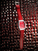 MSTR MJ128LB Major Silver Red Leather Band