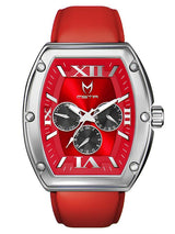 MSTR MJ128LB Major Silver Red Leather Band