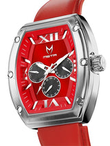 MSTR MJ128LB Major Silver Red Leather Band