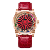 Zinvo Blade Rainbow, Rose Gold watch for men, watch for men, Rose Gold watch, men watch, 1-Second-Spin Turbine, Matte Red dial watch, 1-Second-Spin Turbine, Matte Red Dial watch for men, Leather watch, Genuine Leather Strap.