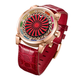 Zinvo Blade Rainbow, Rose Gold watch for men, watch for men, Rose Gold watch, men watch, 1-Second-Spin Turbine, Matte Red dial watch, 1-Second-Spin Turbine, Matte Red Dial watch for men, Leather watch, Genuine Leather Strap.