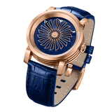 Zinvo Blade Women Fay, Rose Gold watch for men, watch for men, Rose Gold watch, men watch, 1-Second Grey Turbine Matte Grey Dial watch, 1-Second Grey Turbine Matte Grey Dial watch for men, Leather watch, Genuine Leather Strap, Blue Leather Strap.