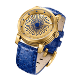 Zinvo Blade Women Gem, Gold watch for men, watch for men, Gold watch, men watch, Matte Black 1-Second-Spin Turbine Dial watch, Matte Black 1-Second-Spin Turbine Dial watch for men, Leather watch, Genuine Leather Strap, Blue Leather Strap.