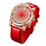 Zinvo Blade Women Rainbow Gem, Rose Gold watch for men, watch for men, Rose Gold watch, men watch, Matte Black 1-Second-Spin Turbine Dial watch, Matte Black 1-Second-Spin Turbine Dial watch for men, Leather watch, Genuine Leather Strap, Red Leather Strap.