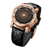 Zinvo Blade Women Rose Gem, Rose Gold watch for men, watch for men, Rose Gold watch, men watch, Matte Black 1-Second-Spin Turbine Dial watch, Matte Black 1-Second-Spin Turbine Dial watch for men, Leather watch, Genuine Leather Strap, Black Leather Strap.