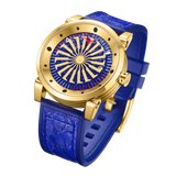 Zinvo Blade Cobra Volt, Gold watch for men, watch for men, Gold watch, men watch, 1 Second-Spin Turbine dial watch, 1 Second-Spin Turbine dial watch for men, Leather watch, Genuine Leather Strap.