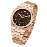 Zinvo Rival Rose Gold, Rose Gold watch for men, watch for men, Rose Gold Watch, men watch, Grow in The Dark Index and Hands Dial watch, Grow in The Dark Index and Hands Dial watch for men, Bracelet watch, Rubber Watch, Stainless Steel Strap, Premium silicone Strap, Brown Rubber Strap.