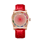 Zinvo Blade Women Rainbow Gem, Rose Gold watch for men, watch for men, Rose Gold watch, men watch, Matte Black 1-Second-Spin Turbine Dial watch, Matte Black 1-Second-Spin Turbine Dial watch for men, Leather watch, Genuine Leather Strap, Red Leather Strap.