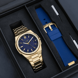 Zinvo Rival Volt , Gold watch for men, watch for men, Gold Watch, men watch, Grow in The Dark Index and Hands Dial watch, Grow in The Dark Index and Hands Dial watch for men, Bracelet watch, Rubber Watch, Stainless Steel Strap, Premium silicone Strap, Blue Rubber Strap.