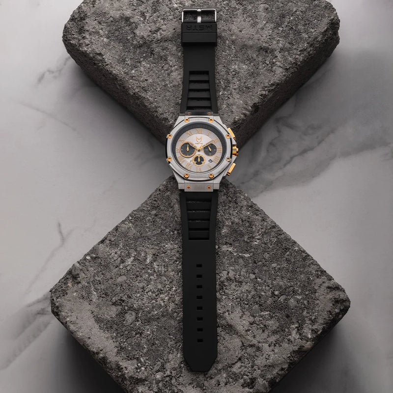 MSTR AM1046RB - AMBASSADOR SILVER & GOLD WATCH WITH RUBBER STRAP