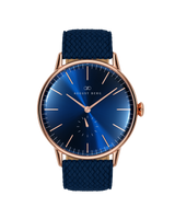 August Berg SERENITY DEEP BLUE Rose Gold Classic Eye Blue Perlon 40mm