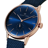 August Berg SERENITY DEEP BLUE Rose Gold Classic Eye Blue Perlon 40mm