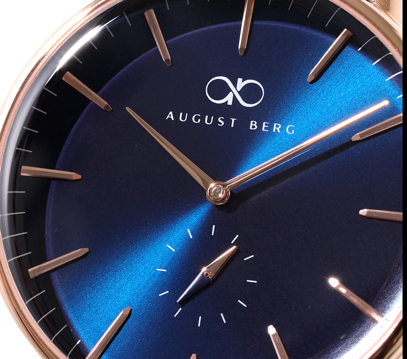 August Berg SERENITY DEEP BLUE Rose Gold Classic Eye Blue Perlon 40mm