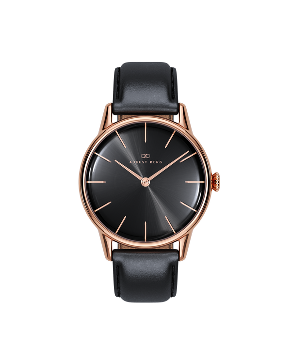 August Berg Serenity Noir Rose Gold Leather 32mm