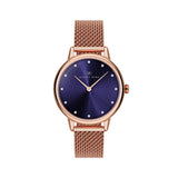 August Berg SERENITY PETITE Rose Gold Blossom purple Rose Gold Mesh 28mm
