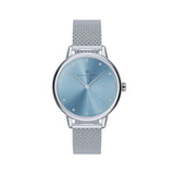 August Berg SERENITY PETITE Silver Dusty Blue Mesh 28mm