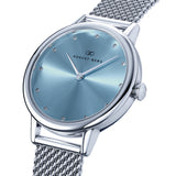 August Berg SERENITY PETITE Silver Dusty Blue Mesh 28mm