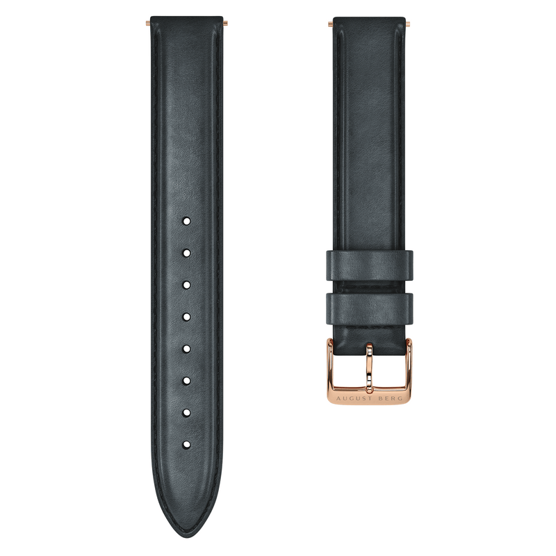 August Berg Serenity Noir Rose Gold Leather 32mm