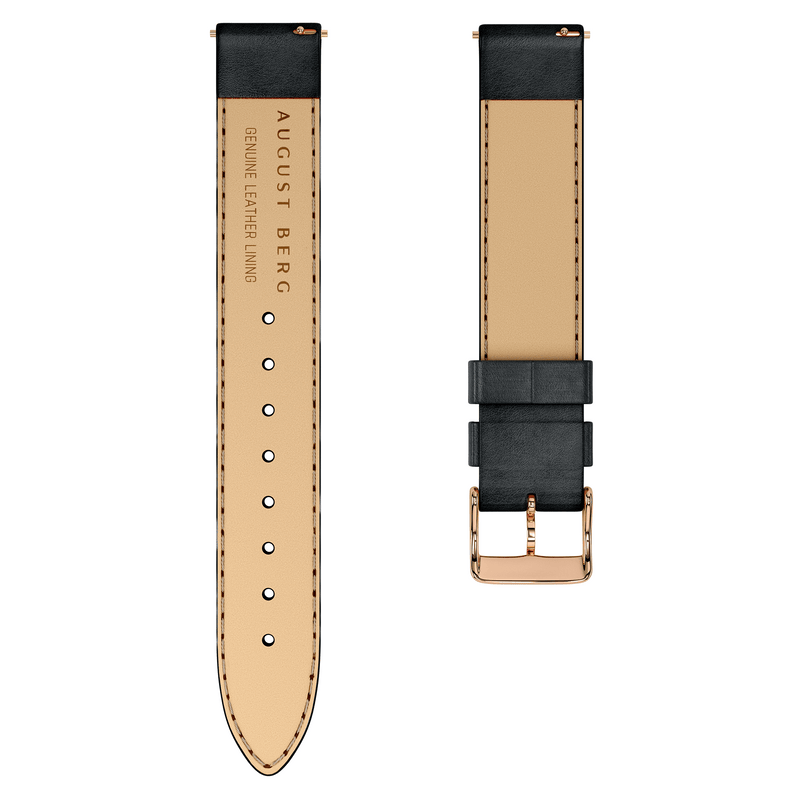 August Berg Serenity Noir Rose Gold Leather 32mm