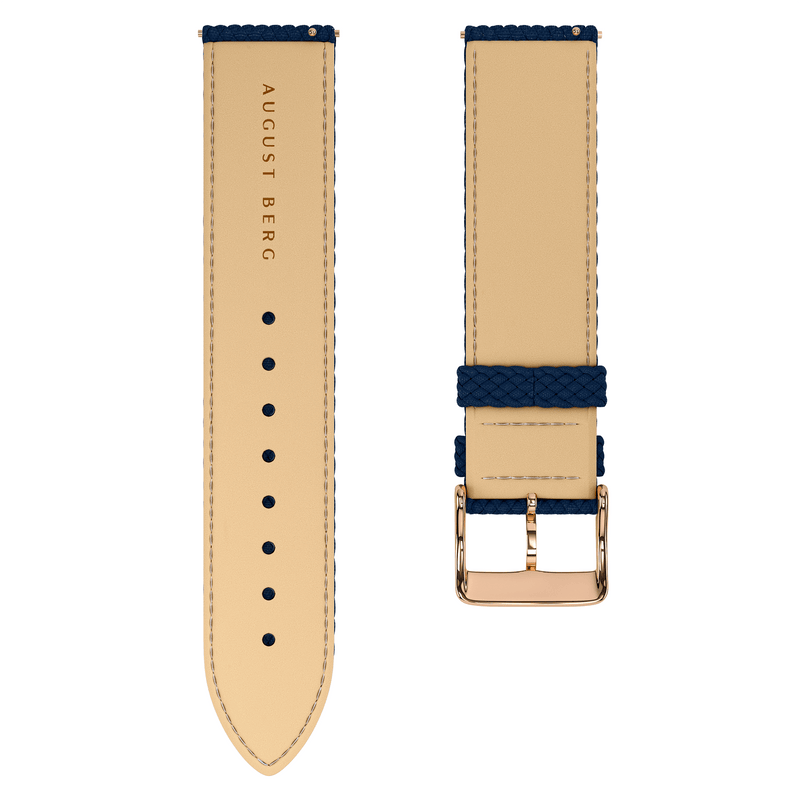 August Berg SERENITY DEEP BLUE Rose Gold Classic Eye Blue Perlon 40mm