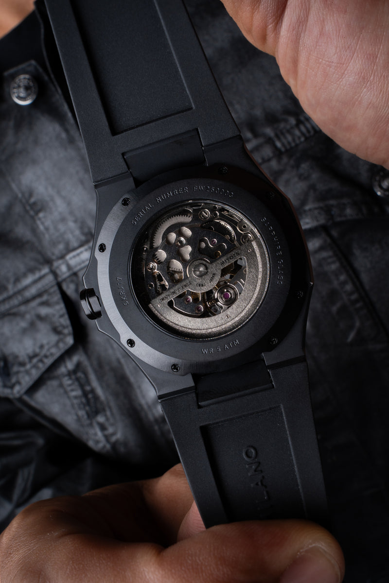 D1 MILANO SKRJ17 Jet Black Skeleton Rubber 41.5 mm