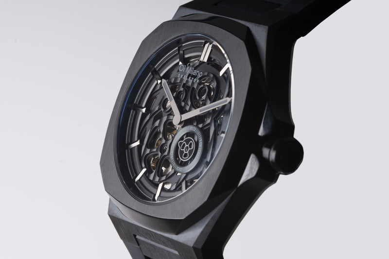 D1 MILANO SKRJ17 Jet Black Skeleton Rubber 41.5 mm