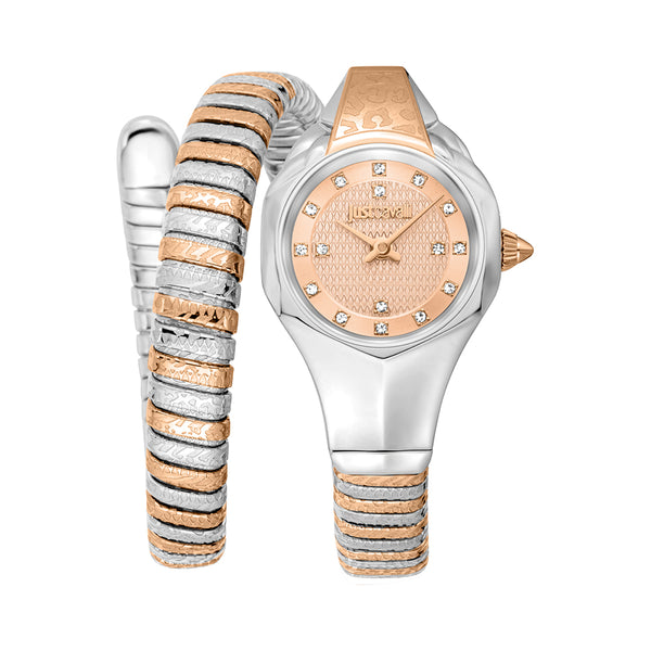 Just Cavalli Reptilia Two Tones Silver Rose Gold