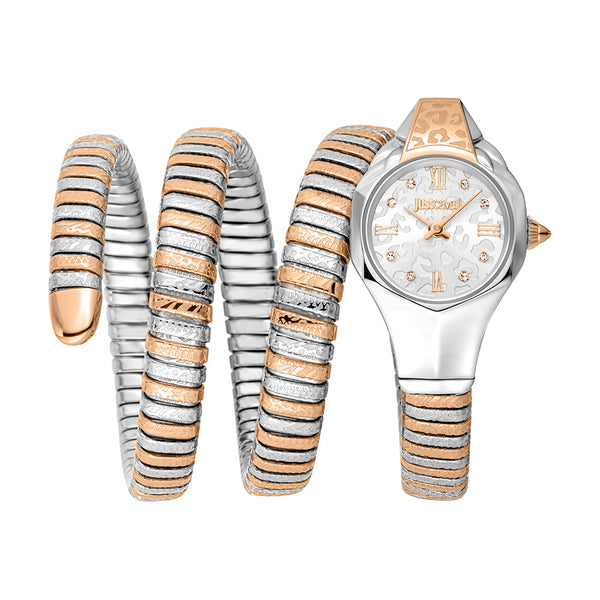 Just Cavalli Reptilia Two Tones Silver Rose Gold