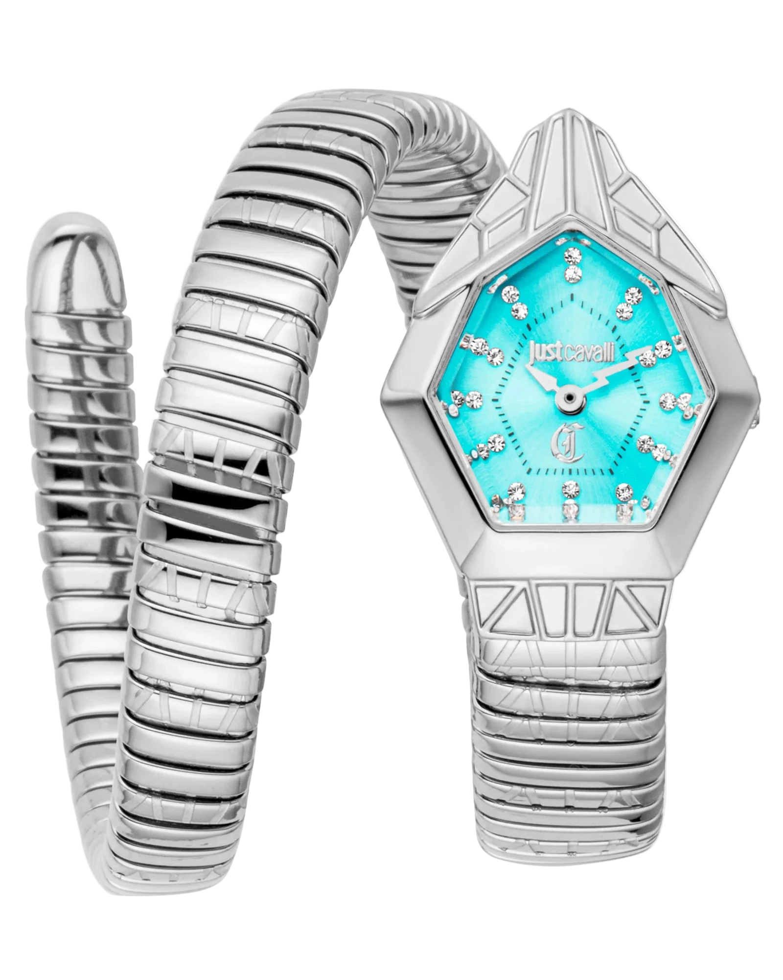 Just Cavalli Signature Snake Gemma - Silver Turquoise – Klassy Watches