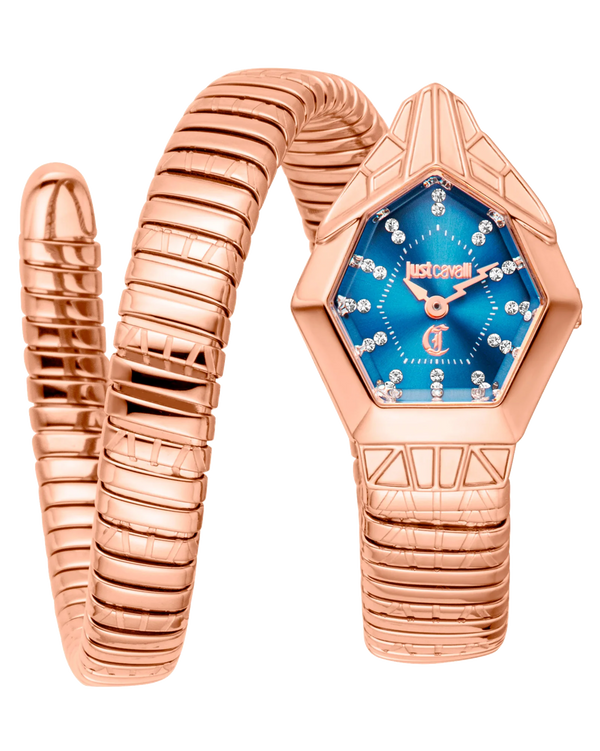 Just Cavalli Signature Snake Gemma - Rose Gold Blue