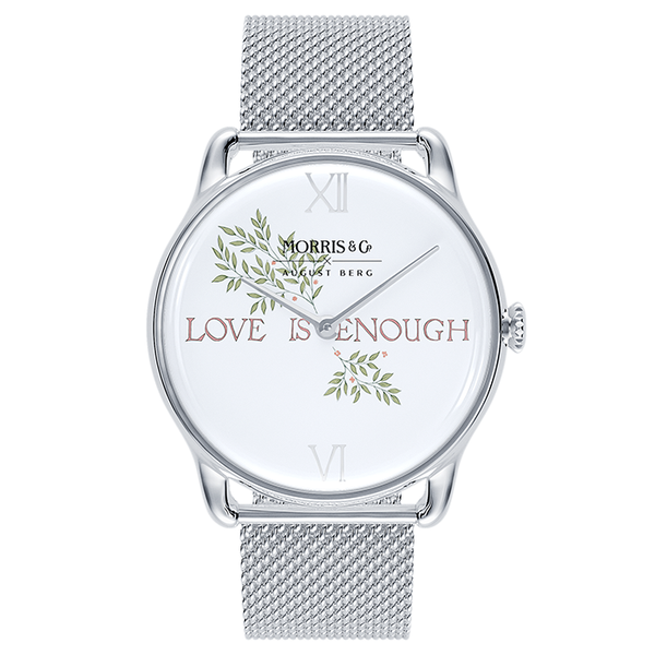 August Berg Morris & Co Love is Enough Silver Mesh 38mm