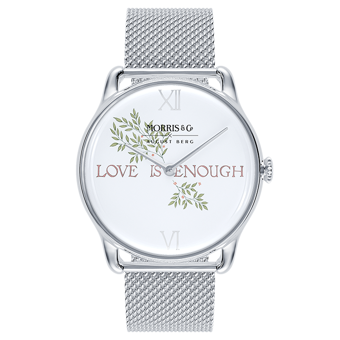 August Berg Morris & Co Love is Enough Silver Mesh 38mm