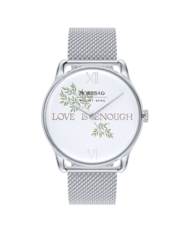 August Berg Morris & Co Love is Enough Silver Mesh 38mm