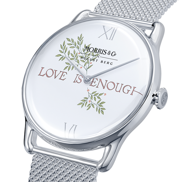August Berg Morris & Co Love is Enough Silver Mesh 38mm