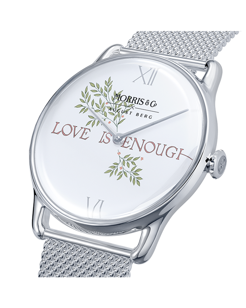 August Berg Morris & Co Love is Enough Silver Mesh 38mm