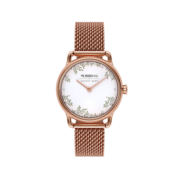 August Berg MORRIS & CO. PETITE Pure Rose Gold Love is Enough 26mm | Rose Gold Mesh