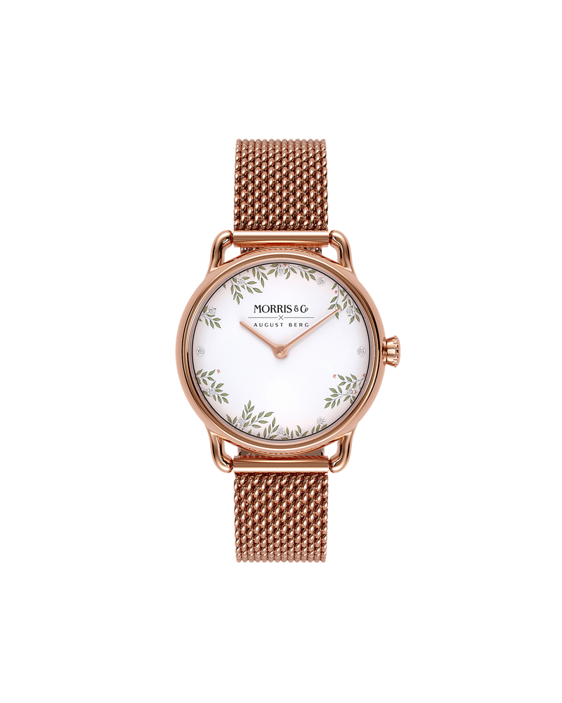 August Berg MORRIS & CO. PETITE Pure Rose Gold Love is Enough 26mm | Rose Gold Mesh