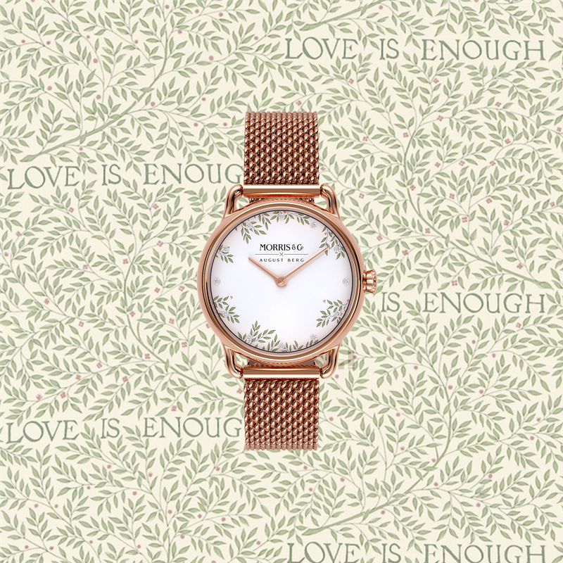 August Berg MORRIS & CO. PETITE Pure Rose Gold Love is Enough 26mm | Rose Gold Mesh