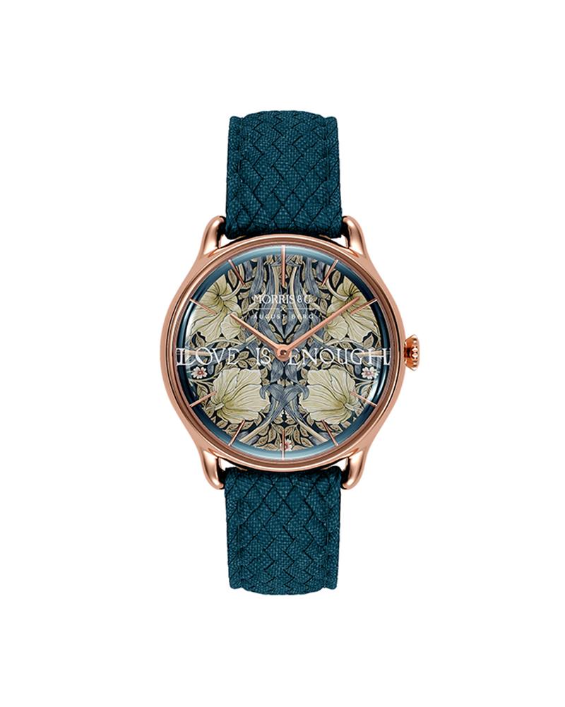 August Berg Morris & Co Pimpernel Rose Gold Indigo Perlon 30mm