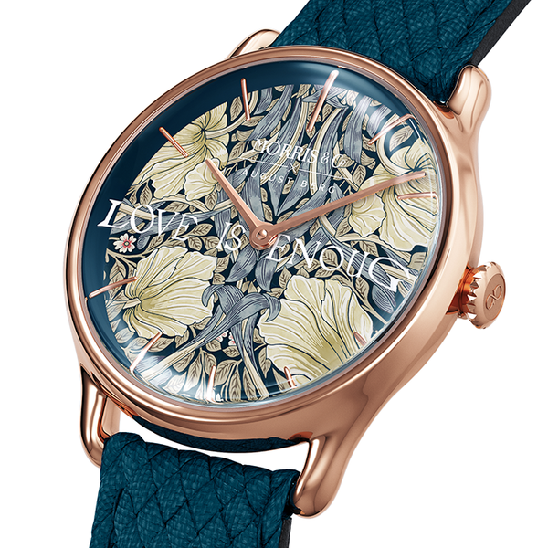 August Berg Morris & Co Pimpernel Rose Gold Indigo Perlon 30mm