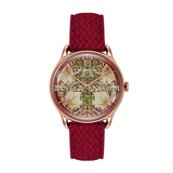 August Berg Morris & Co Pimpernel Rose Gold Crimson Perlon 30mm