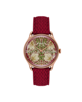 August Berg Morris & Co Pimpernel Rose Gold Crimson Perlon 30mm