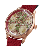 August Berg Morris & Co Pimpernel Rose Gold Crimson Perlon 30mm