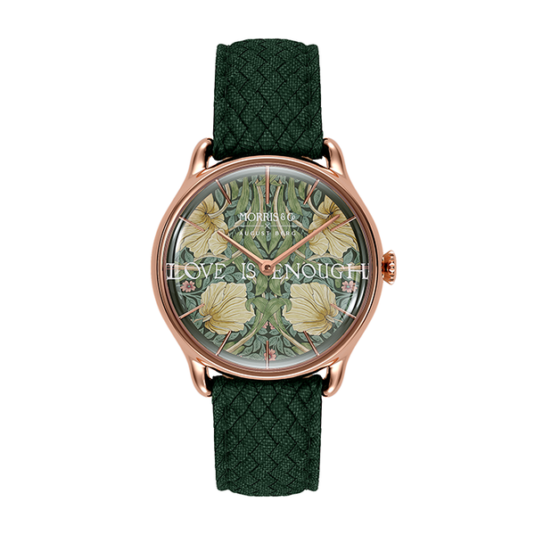 August Berg Morris & Co Pimpernel Rose Gold Fennel Perlon 30mm