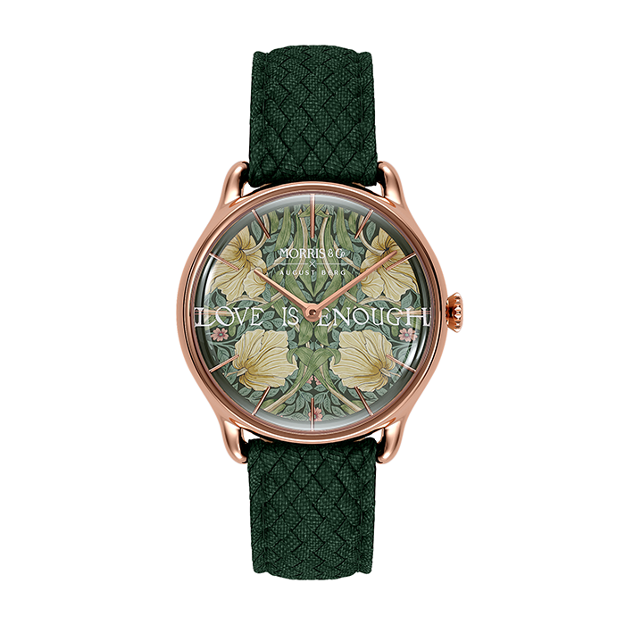 August Berg Morris & Co Pimpernel Rose Gold Fennel Perlon 30mm