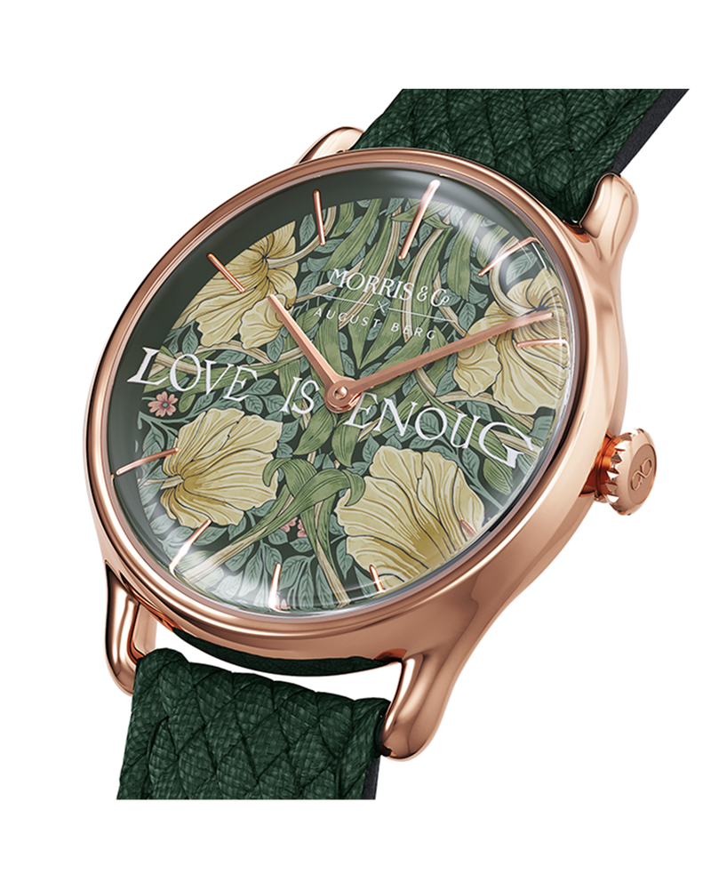 August Berg Morris & Co Pimpernel Rose Gold Fennel Perlon 30mm